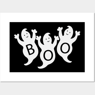 Ghost Boo Trio Cute Funny Halloween Art Graphic Posters and Art